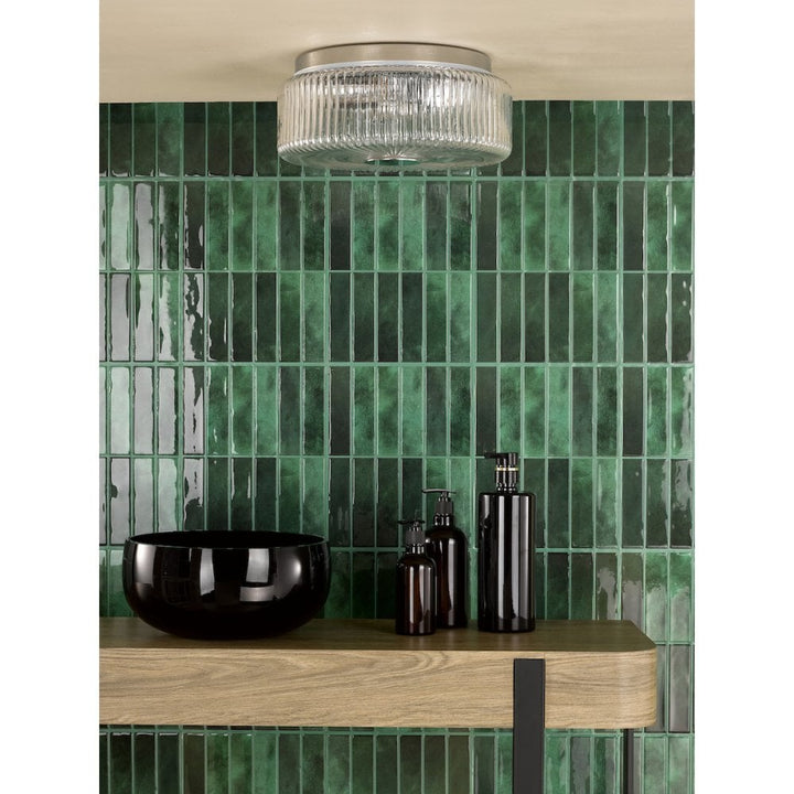 Dar TWY5250 Twyman 3 Light Flush Polished Chrome and Ribbed Glass IP44