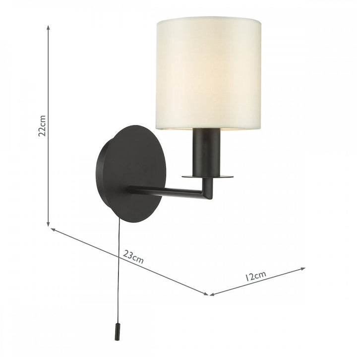 Dar TYL0722-LYR2615 Tyler Wall Light Matt Black With Shade