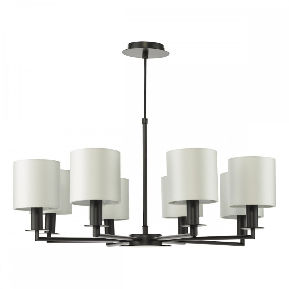 Dar TYL0822-LYR2615 Tyler 8 Light Armed Pendant Matt Black With Shade