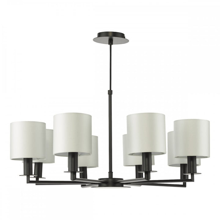 Dar TYL0822-LYR2615 Tyler 8 Light Armed Pendant Matt Black With Shade