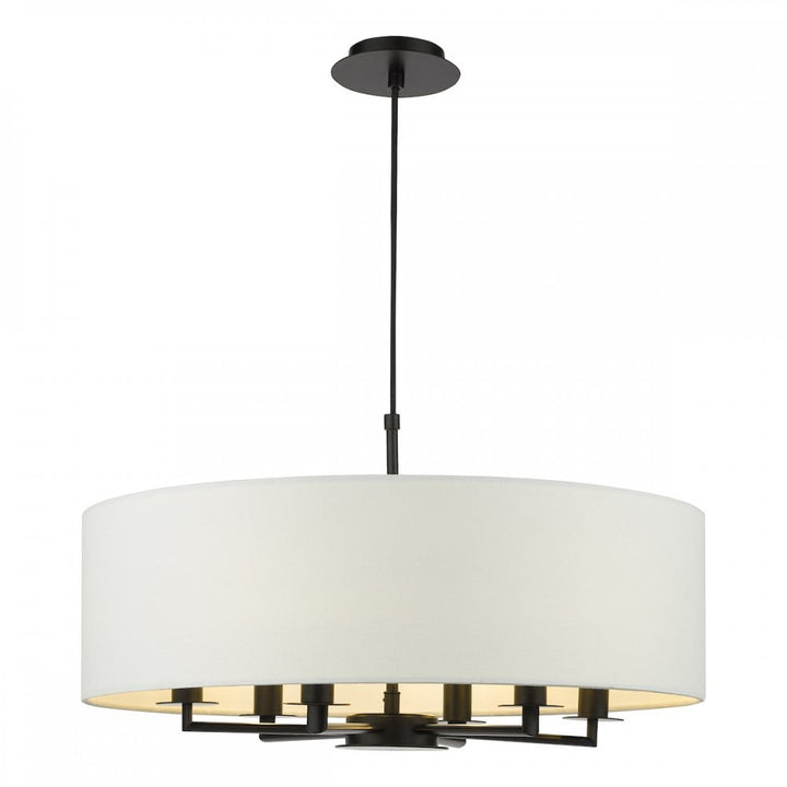 Dar TYL6422 Tyler 6 Light Chadelier Matt Black and White With Shade