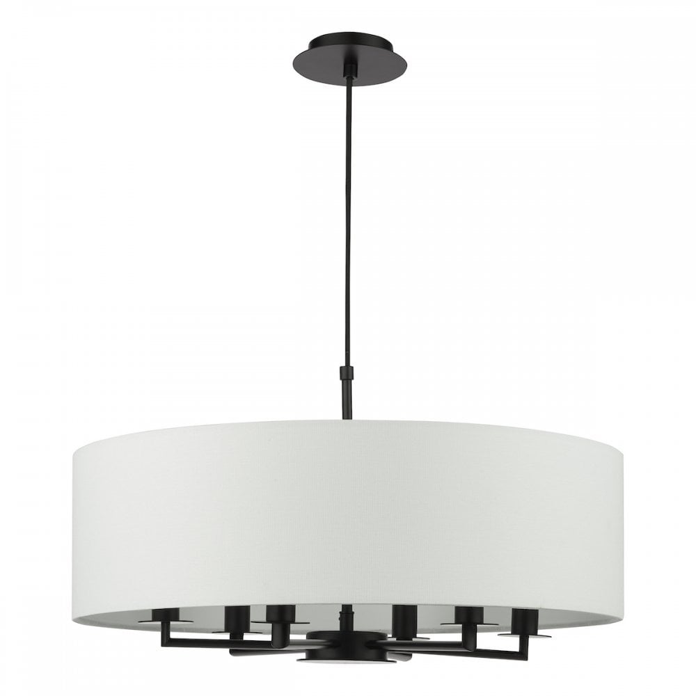 Dar TYL6422 Tyler 6 Light Chadelier Matt Black and White With Shade