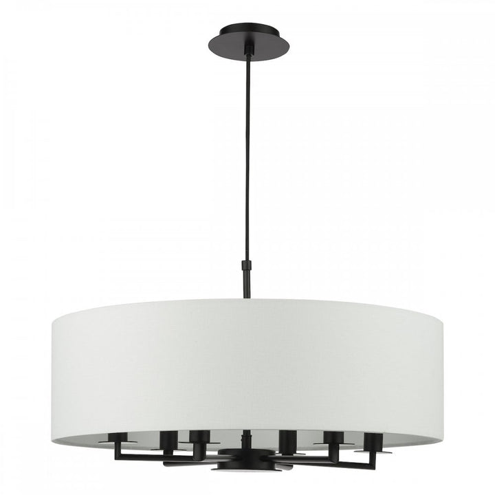 Dar TYL6422 Tyler 6 Light Chadelier Matt Black and White With Shade