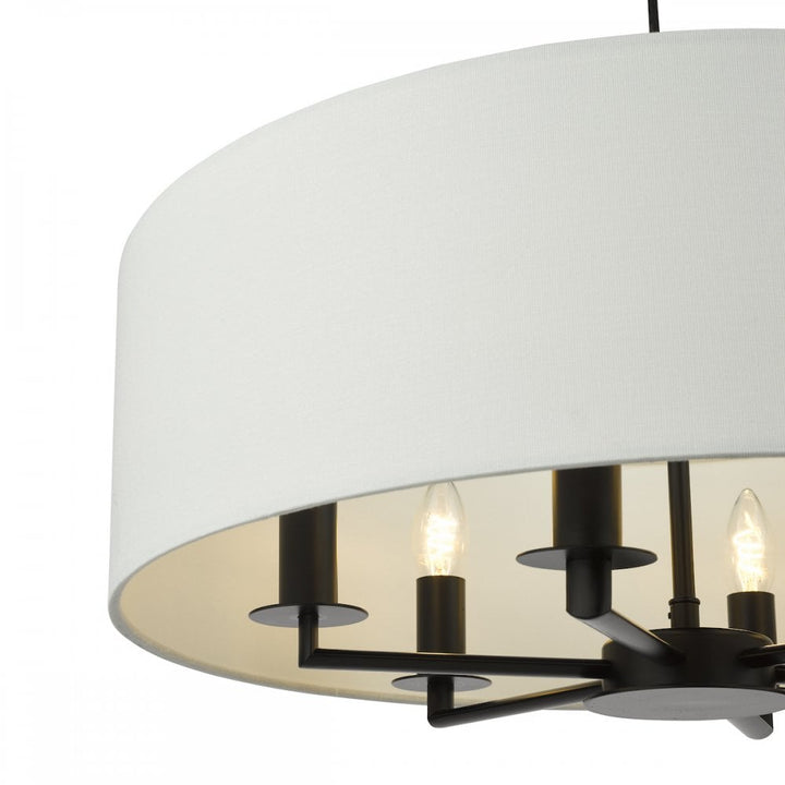 Dar TYL6422 Tyler 6 Light Chadelier Matt Black and White With Shade