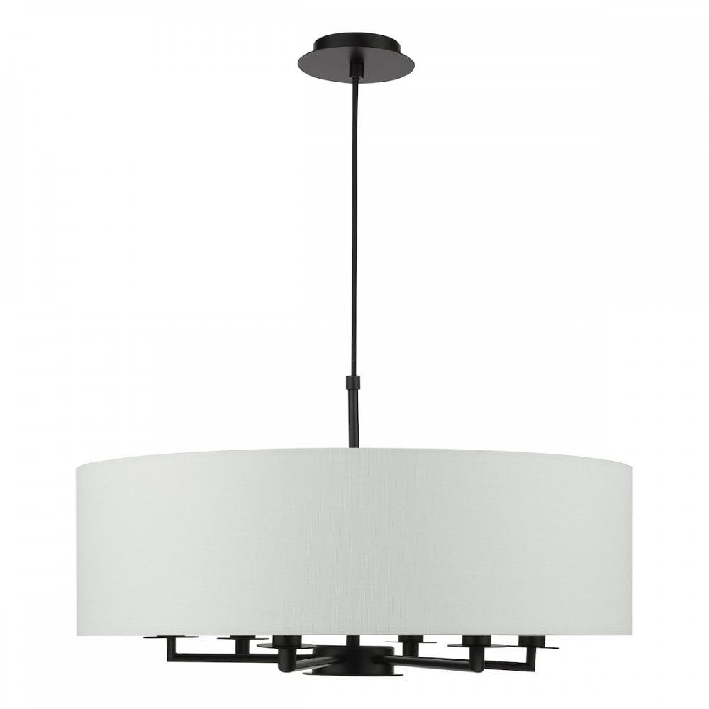 Dar TYL6422 Tyler 6 Light Chadelier Matt Black and White With Shade