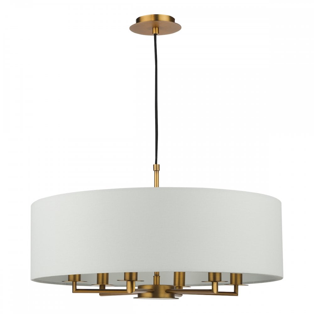 Dar TYL6463 Tyler 6 Light Chandelier Antique Bronze and White With Shade