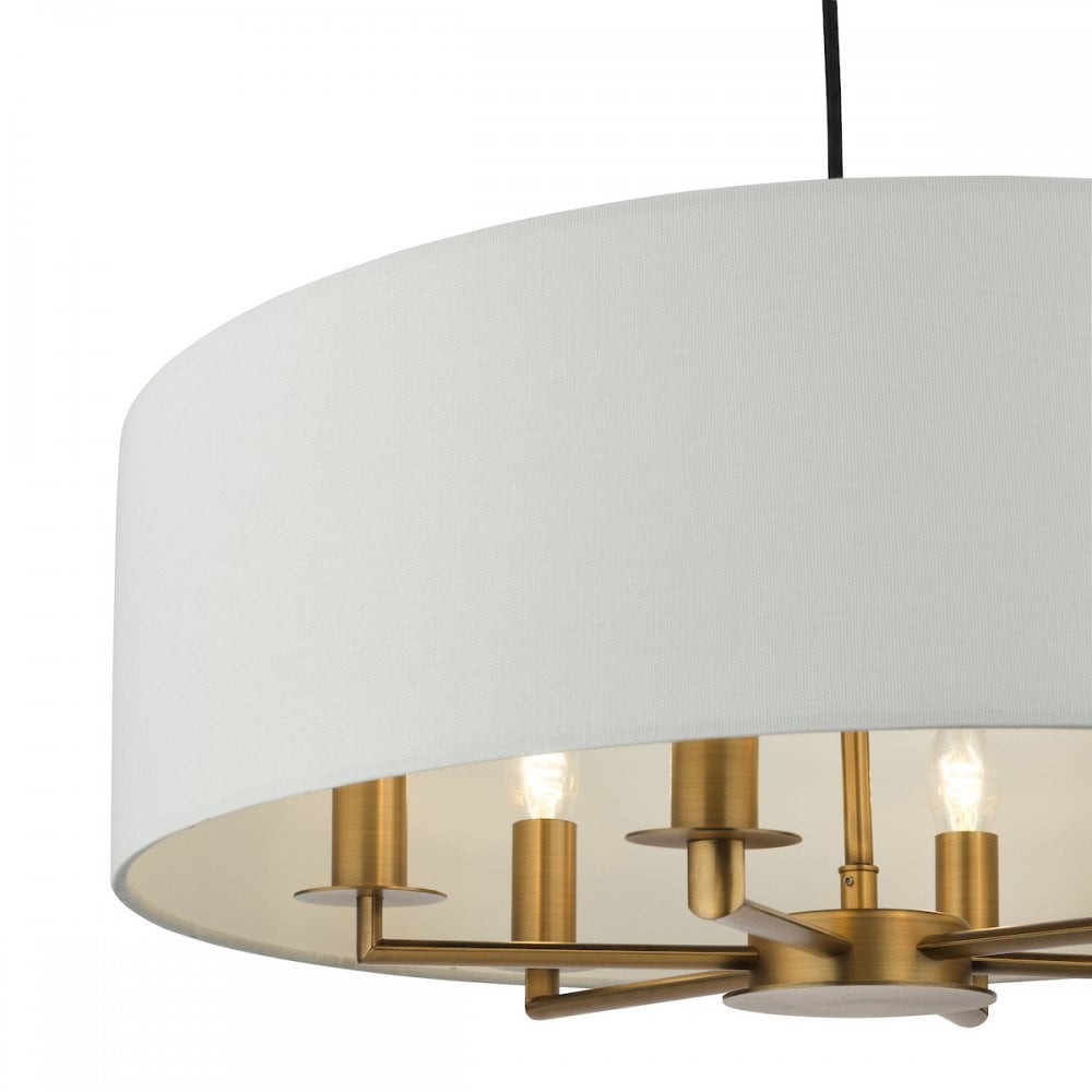 Dar TYL6463 Tyler 6 Light Chandelier Antique Bronze and White With Shade