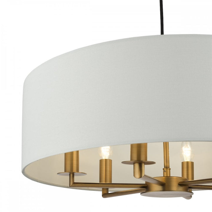 Dar TYL6463 Tyler 6 Light Chandelier Antique Bronze and White With Shade