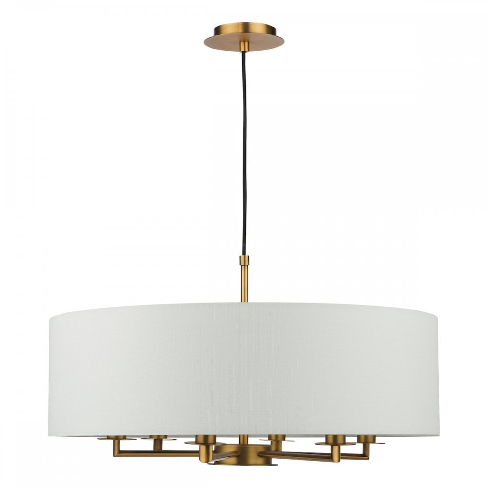 Dar TYL6463 Tyler 6 Light Chandelier Antique Bronze and White With Shade