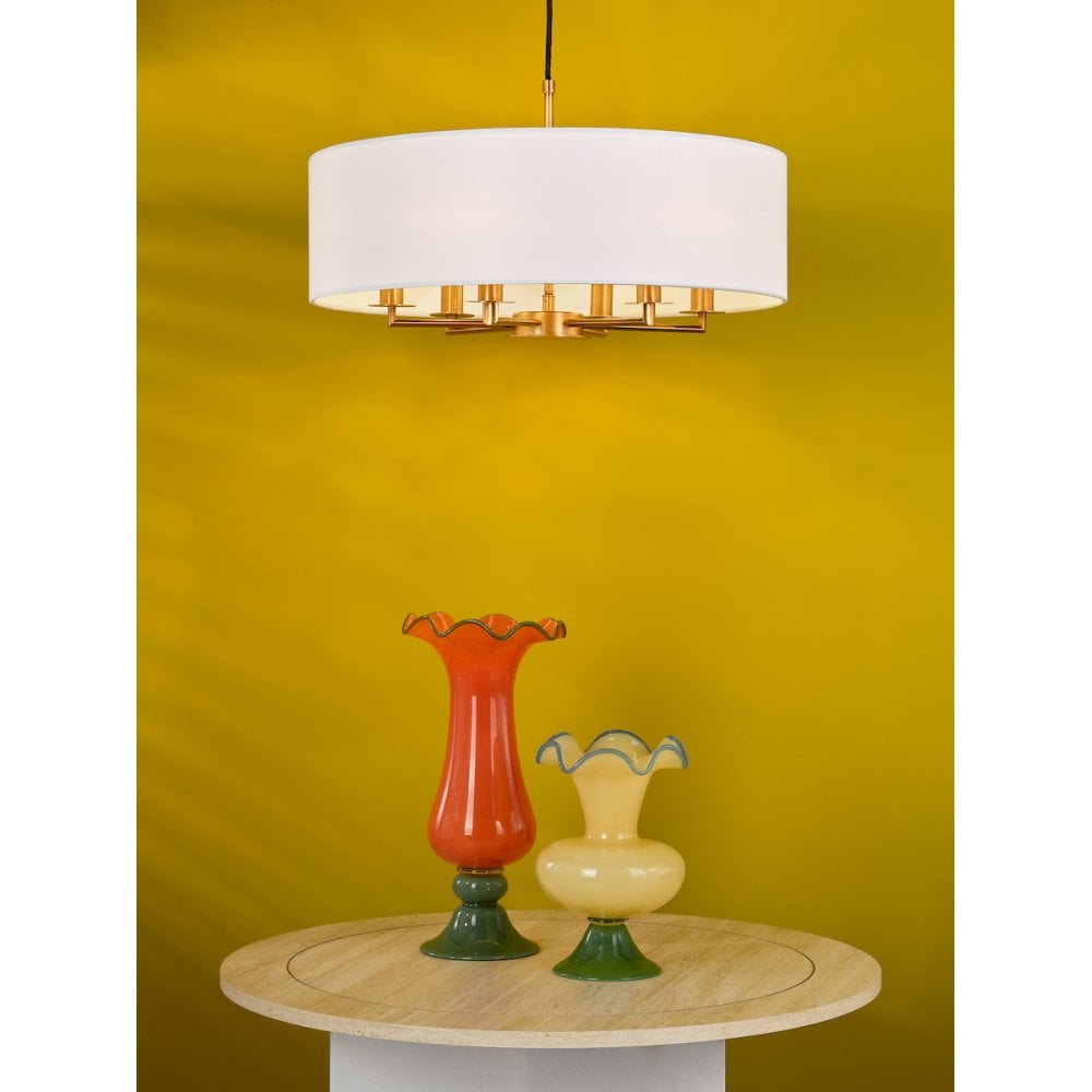 Dar TYL6463 Tyler 6 Light Chandelier Antique Bronze and White With Shade