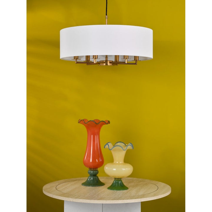 Dar TYL6463 Tyler 6 Light Chandelier Antique Bronze and White With Shade