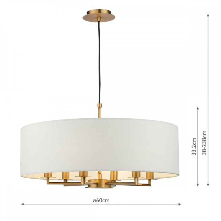 Dar TYL6463 Tyler 6 Light Chandelier Antique Bronze and White With Shade