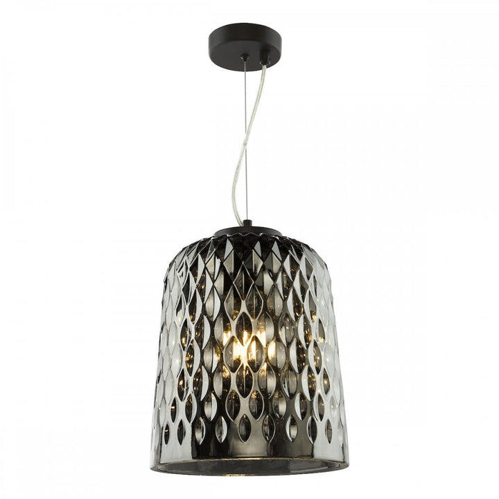 Dar VAR0110 Varius Pendant Matt Black and Smoked Glass