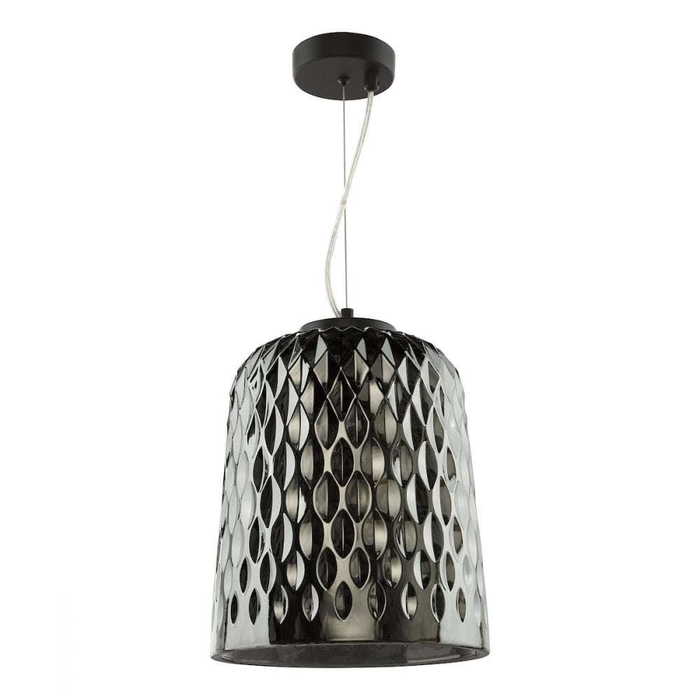 Dar VAR0110 Varius Pendant Matt Black and Smoked Glass