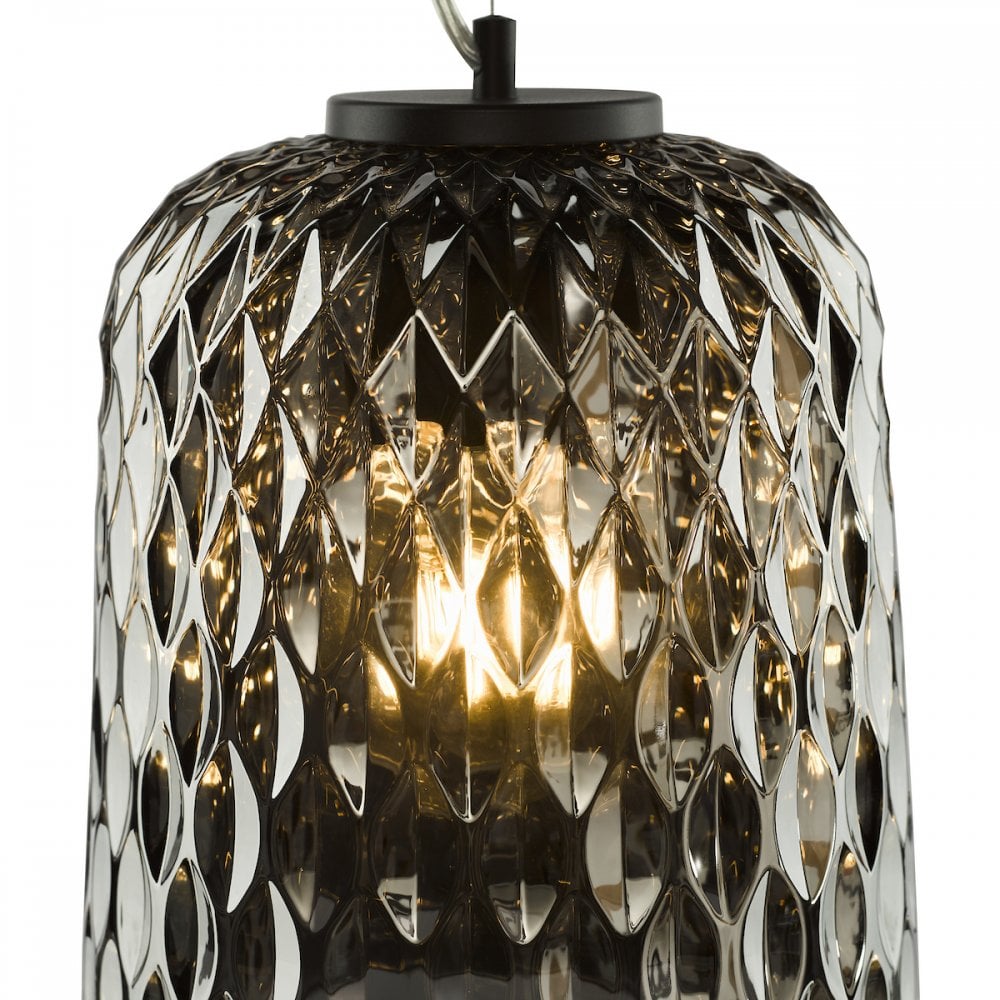 Dar VAR0110 Varius Pendant Matt Black and Smoked Glass