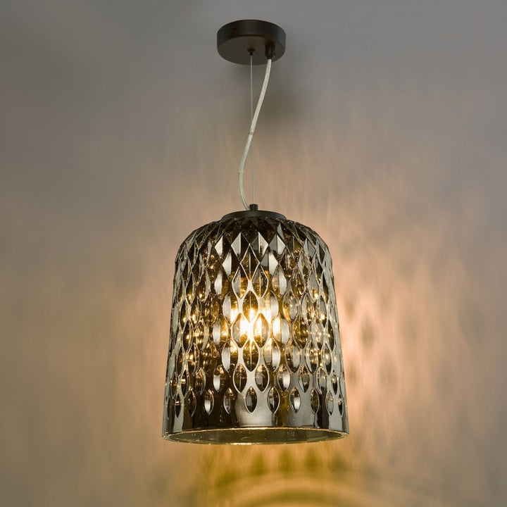 Dar VAR0110 Varius Pendant Matt Black and Smoked Glass