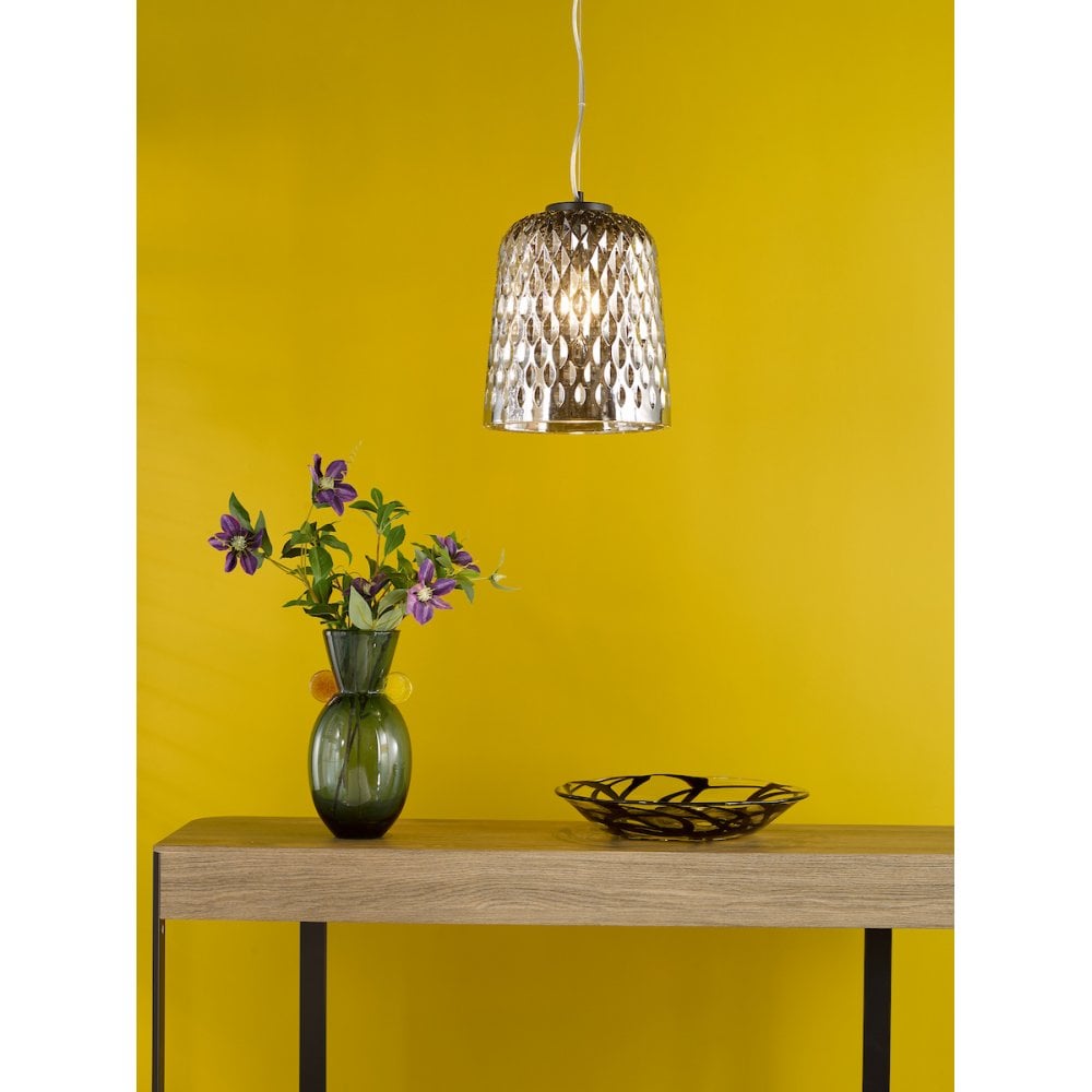 Dar VAR0110 Varius Pendant Matt Black and Smoked Glass