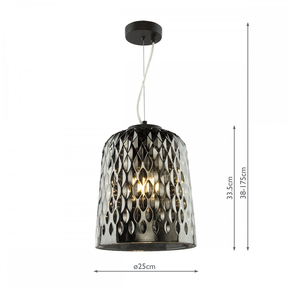 Dar VAR0110 Varius Pendant Matt Black and Smoked Glass