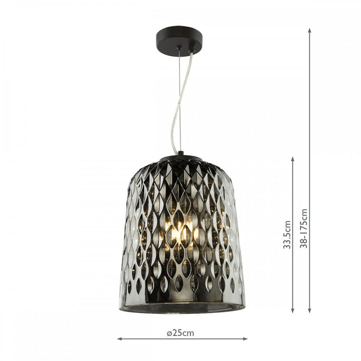 Dar VAR0110 Varius Pendant Matt Black and Smoked Glass
