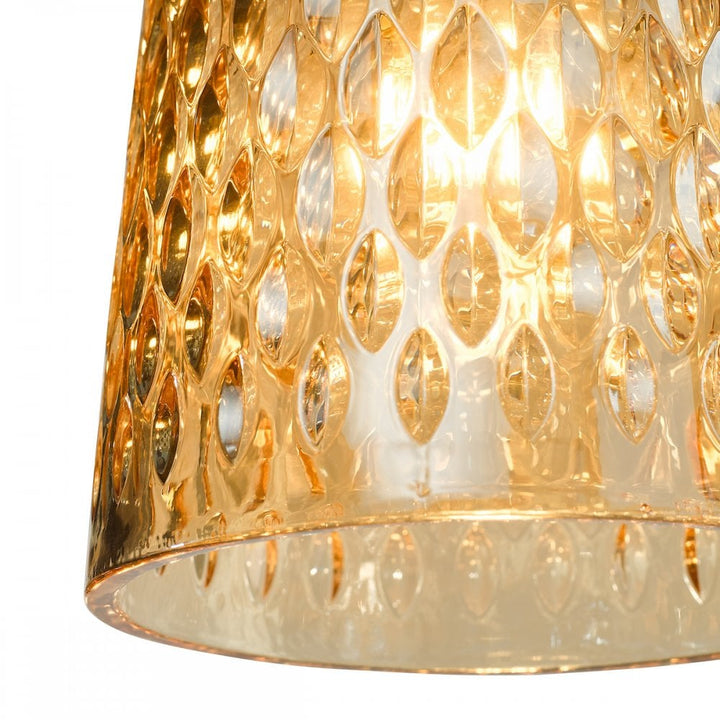 Dar VAR0120 Varius Pendant Natural Brass and Amber Glass