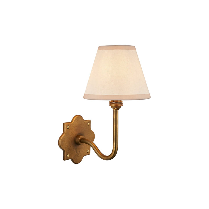 Endon 113708 Anvil Swan & Ivy 16cm Wall Light Antique Brass & Vintage White Fabric