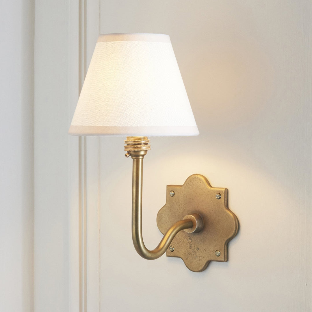 Endon 113708 Anvil Swan & Ivy 16cm Wall Light Antique Brass & Vintage White Fabric