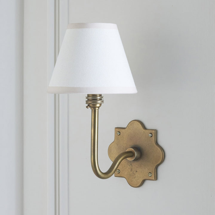 Endon 113708 Anvil Swan & Ivy 16cm Wall Light Antique Brass & Vintage White Fabric