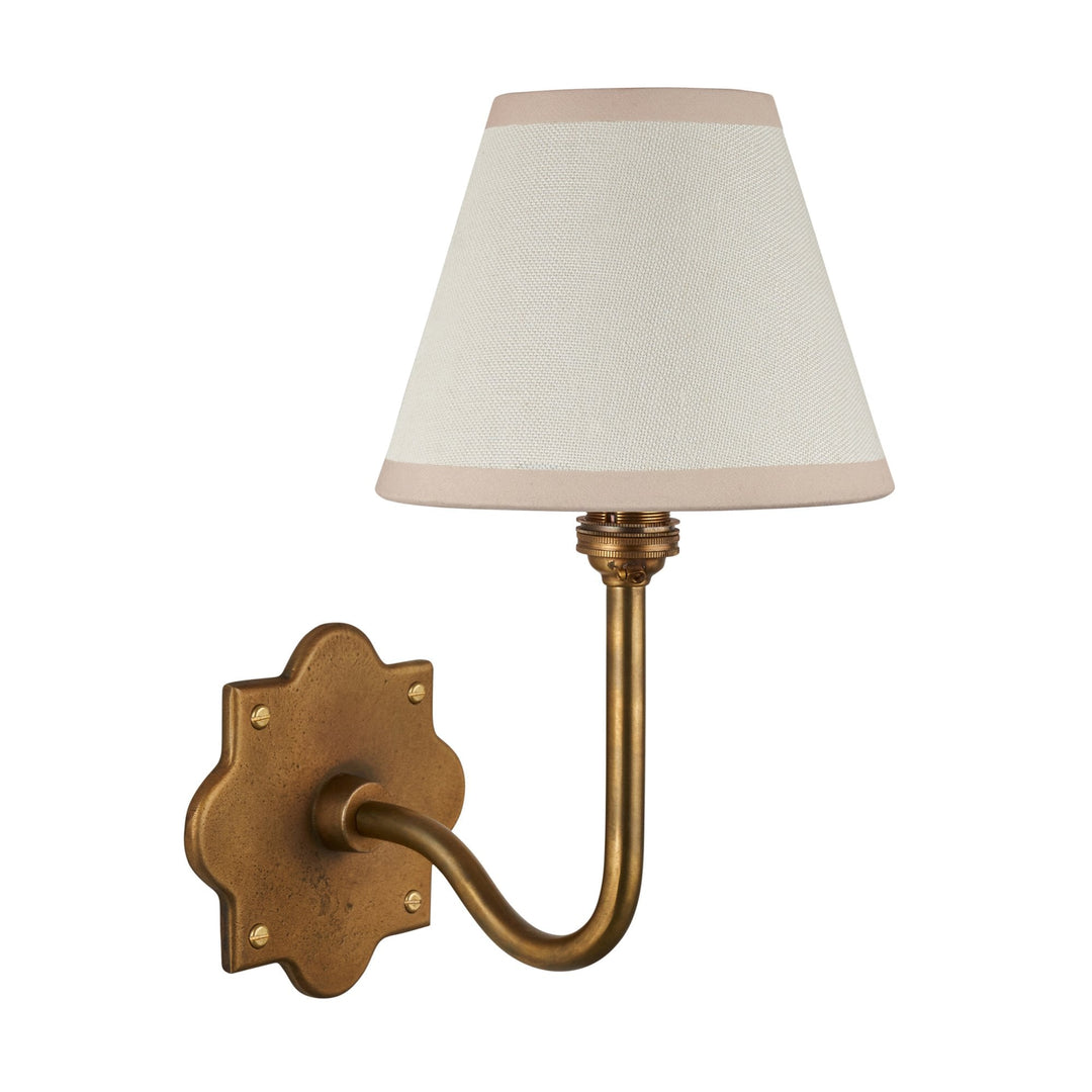 Endon 113708 Anvil Swan & Ivy 16cm Wall Light Antique Brass & Vintage White Fabric
