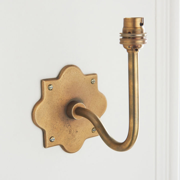 Endon 113732 Anvil Swan & Ripple 16cm Wall Light Antique Brass & Marlin Blue Fabric