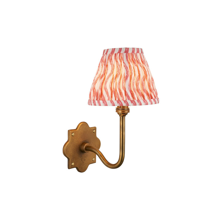 Endon 113733 Anvil Swan & Ripple 16cm Wall Light Antique Brass & Coral Pink Fabric