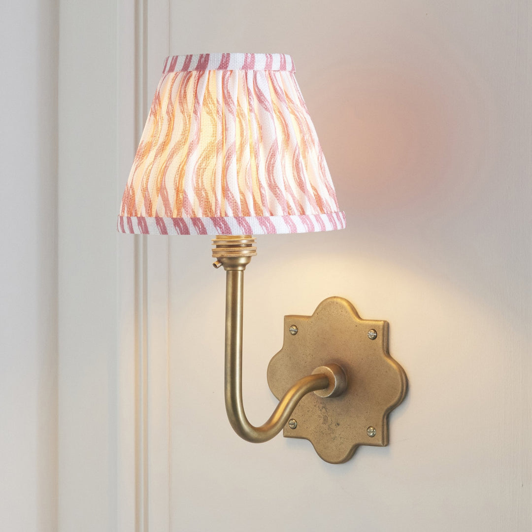 Endon 113733 Anvil Swan & Ripple 16cm Wall Light Antique Brass & Coral Pink Fabric