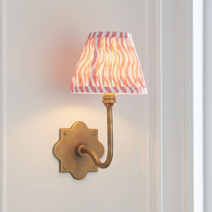 Endon 113733 Anvil Swan & Ripple 16cm Wall Light Antique Brass & Coral Pink Fabric