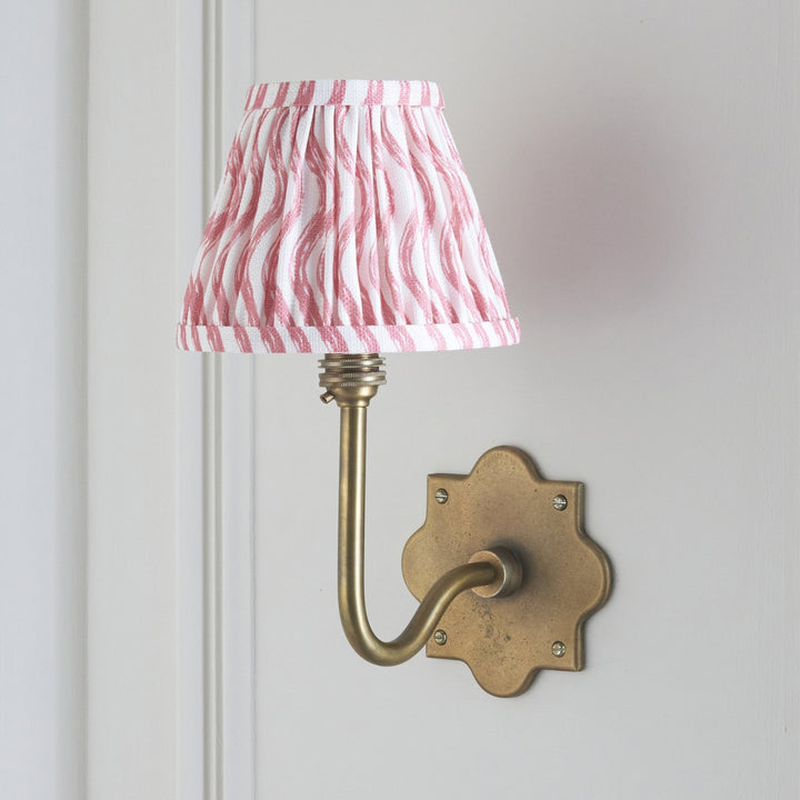 Endon 113733 Anvil Swan & Ripple 16cm Wall Light Antique Brass & Coral Pink Fabric