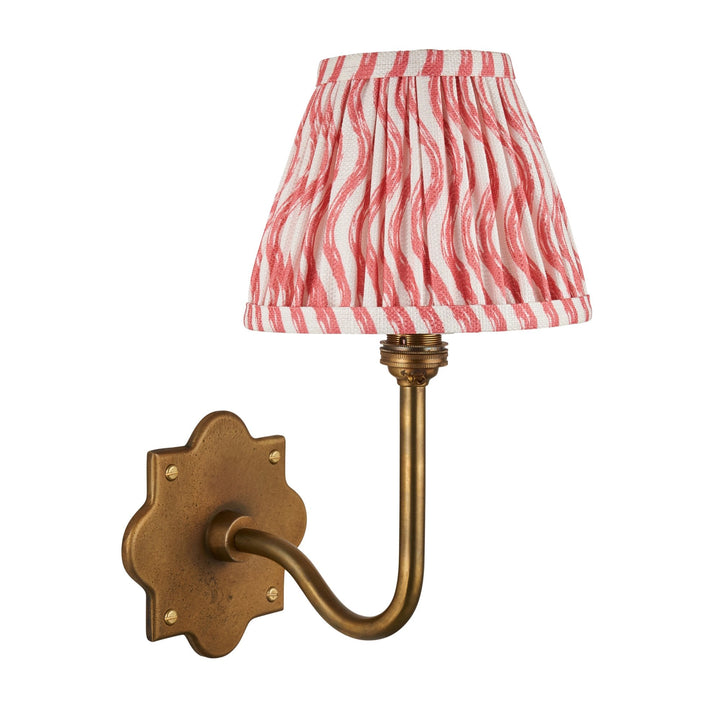 Endon 113733 Anvil Swan & Ripple 16cm Wall Light Antique Brass & Coral Pink Fabric