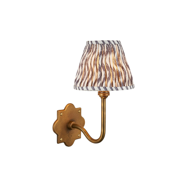 Endon 113734 Anvil Swan & Ripple 16cm Wall Light Antique Brass & Pearl Grey Fabric