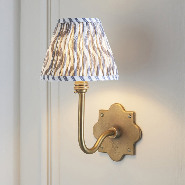 Endon 113734 Anvil Swan & Ripple 16cm Wall Light Antique Brass & Pearl Grey Fabric