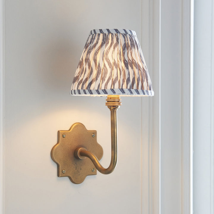 Endon 113734 Anvil Swan & Ripple 16cm Wall Light Antique Brass & Pearl Grey Fabric