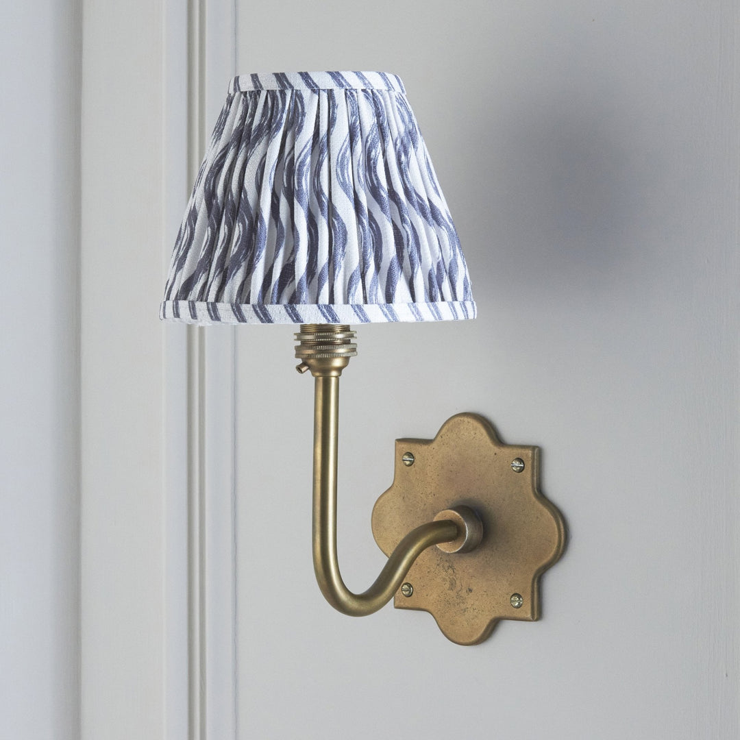 Endon 113734 Anvil Swan & Ripple 16cm Wall Light Antique Brass & Pearl Grey Fabric