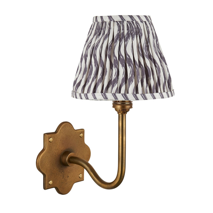 Endon 113734 Anvil Swan & Ripple 16cm Wall Light Antique Brass & Pearl Grey Fabric