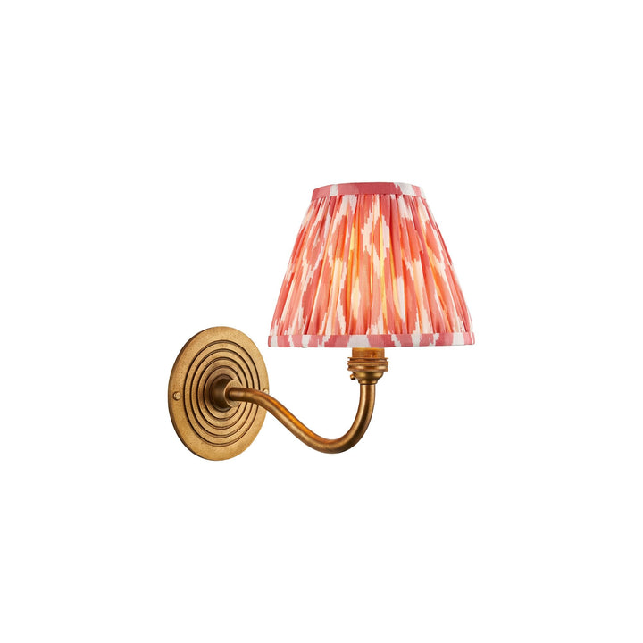 Endon 114088 Ripple Curve & Ikat 16cm Wall Light Antique Brass & Coral Pink Fabric