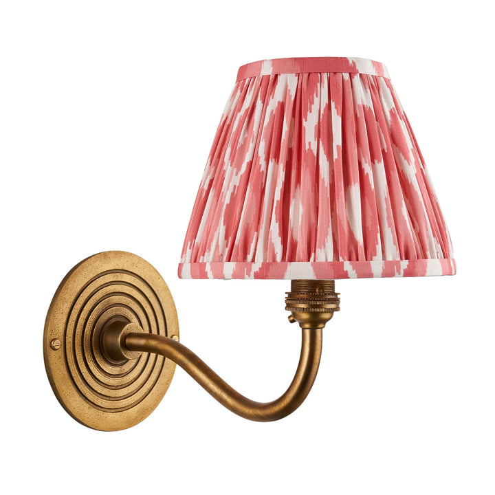 Endon 114088 Ripple Curve & Ikat 16cm Wall Light Antique Brass & Coral Pink Fabric