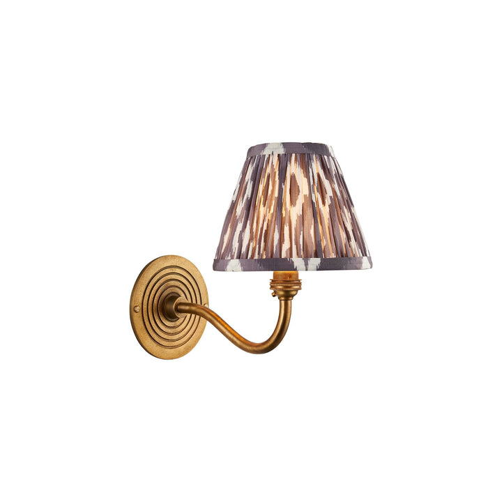 Endon 114097 Ripple Curve & Ikat 16cm Wall Light Antique Brass & Pearl Grey Fabric