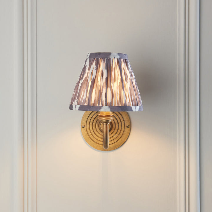 Endon 114097 Ripple Curve & Ikat 16cm Wall Light Antique Brass & Pearl Grey Fabric