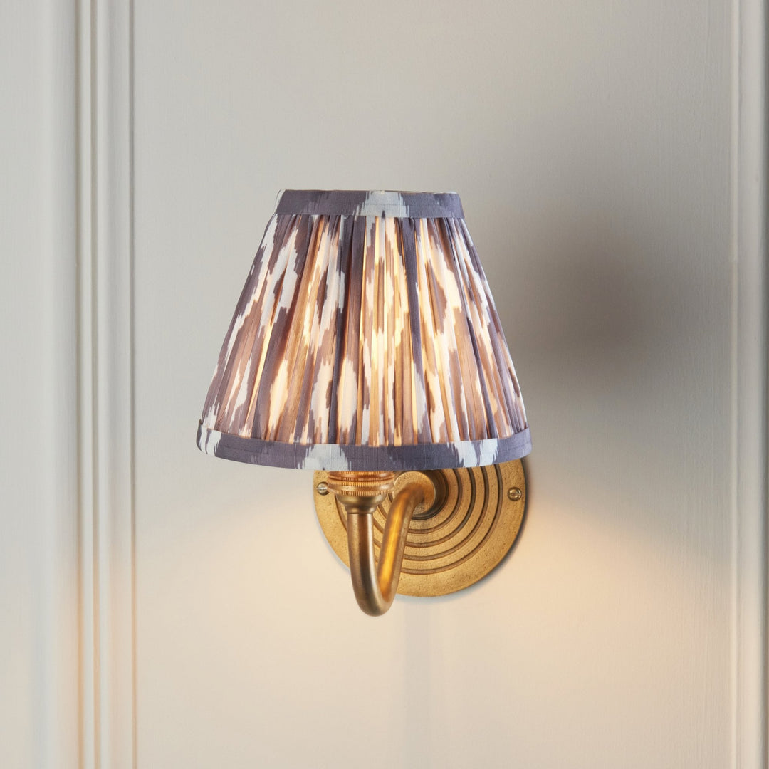 Endon 114097 Ripple Curve & Ikat 16cm Wall Light Antique Brass & Pearl Grey Fabric