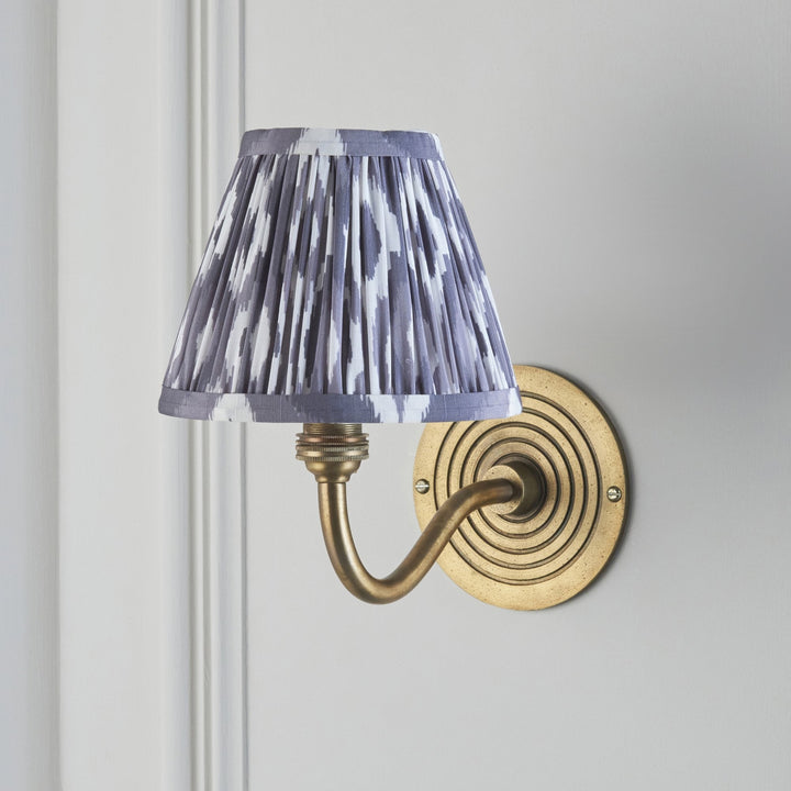 Endon 114097 Ripple Curve & Ikat 16cm Wall Light Antique Brass & Pearl Grey Fabric