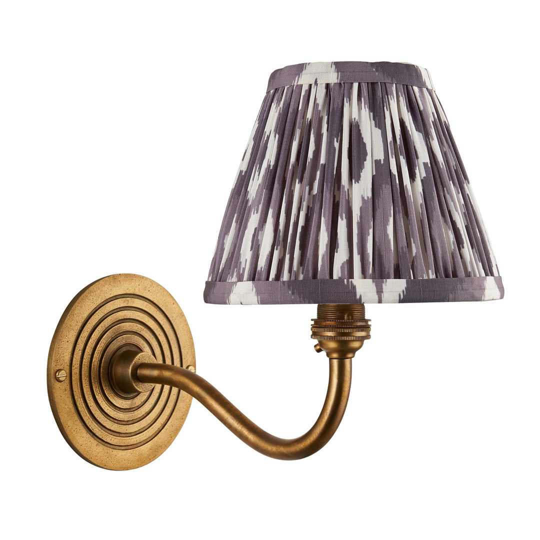 Endon 114097 Ripple Curve & Ikat 16cm Wall Light Antique Brass & Pearl Grey Fabric