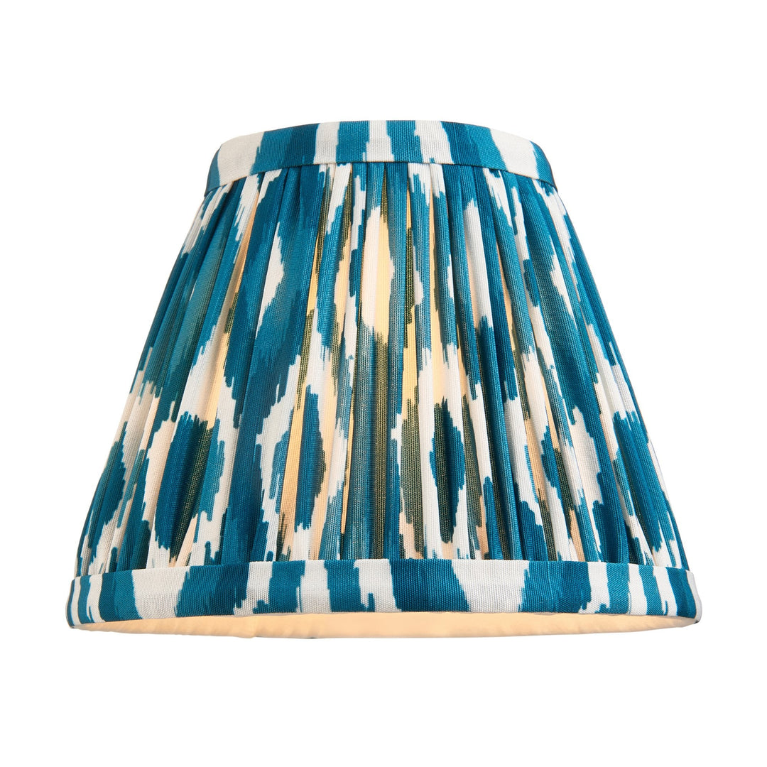 Endon 114098 Ripple Curve & Ikat 16cm Wall Light Antique Brass & Marlin Blue Fabric