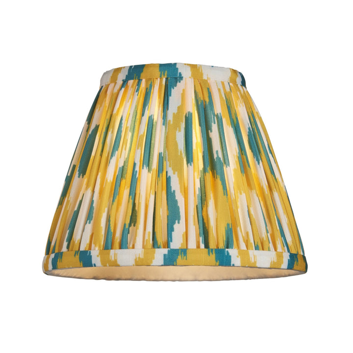 Endon 114099 Ripple Curve & Ikat 16cm Wall Light Antique Brass With Yellow & Jade Fabric