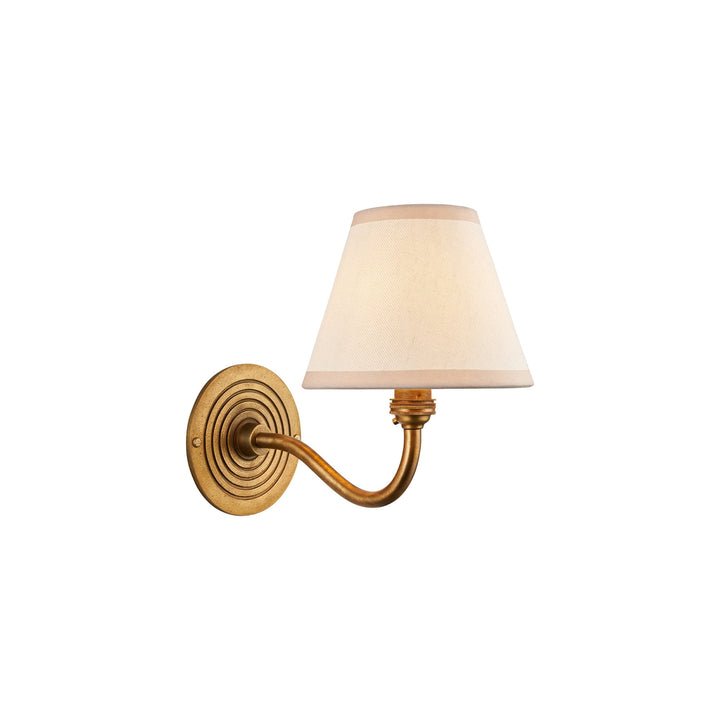 Endon 114101 Ripple Curve & Ivy 16cm Wall Light Antique Brass & Vintage White Fabric