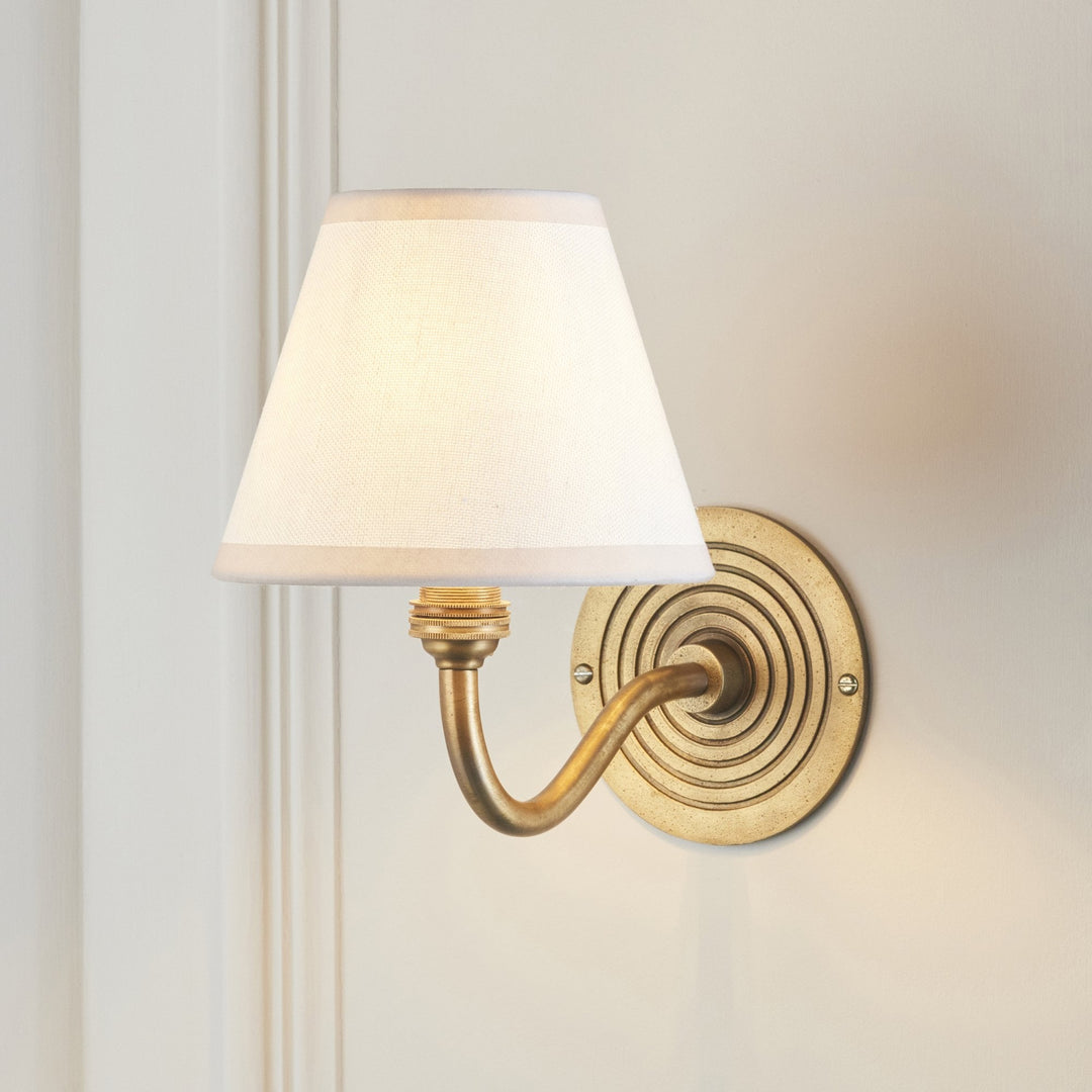 Endon 114101 Ripple Curve & Ivy 16cm Wall Light Antique Brass & Vintage White Fabric